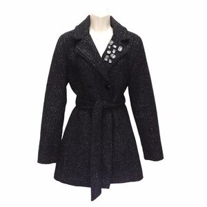 BKE Black Trench Coat with Silver Accents